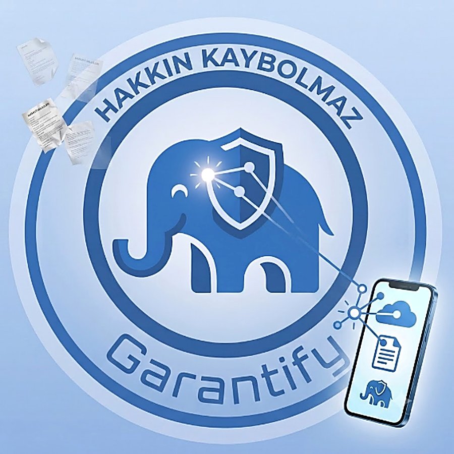 Hakkın kaybolmaz: kağıt belgeler uçup giderken Garantify fili belgeleri telefonda dijital olarak saklıyor